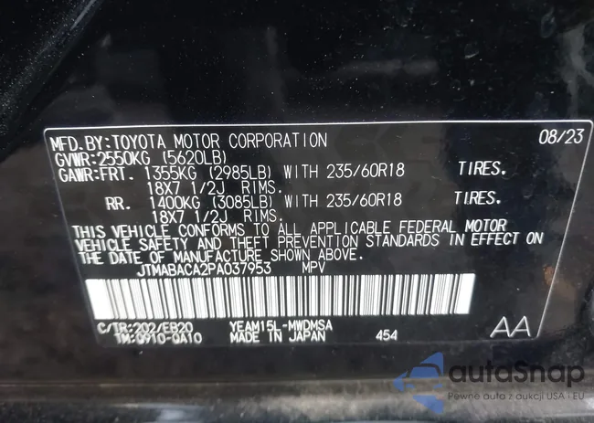 JTMABACA2PA037953: 44101285