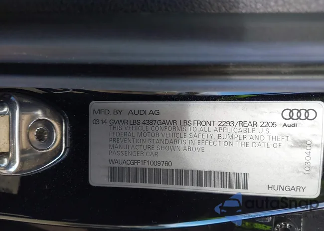 WAUACGFF1F1009760: 44101404