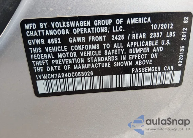 1VWCN7A34DC053026: 44101519