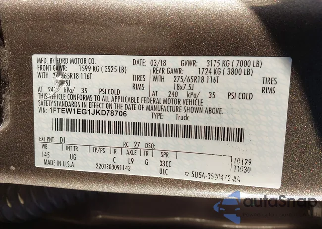 1FTEW1EG1JKD78706: 44101524