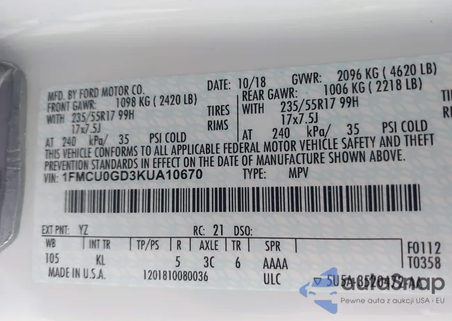 1FMCU0GD3KUA10670: 44102952