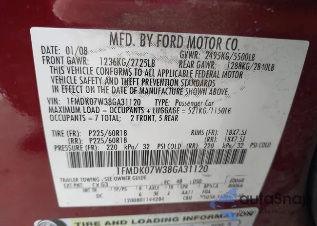 1FMDK07W38GA31120: 44103014