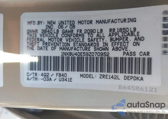 1NXBU40E59Z070952: 44103016