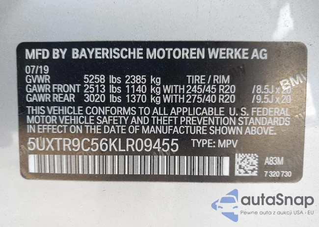 5UXTR9C56KLR09455: 44103057