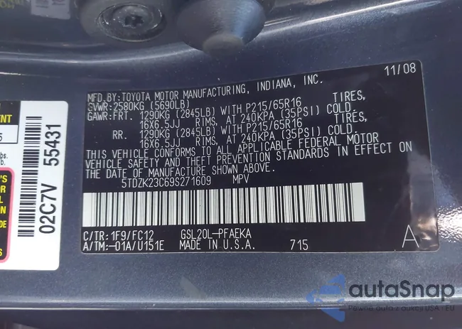 5TDZK23C69S271609: 44103070