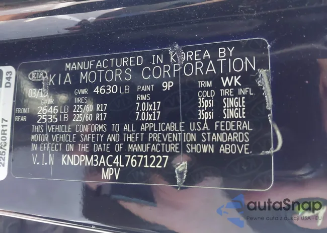 KNDPM3AC4L7671227: 44103125