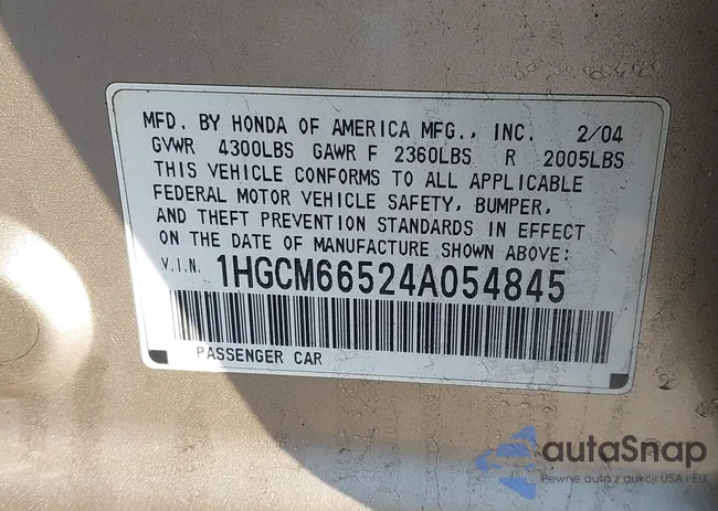 1HGCM66524A054845: 44102149