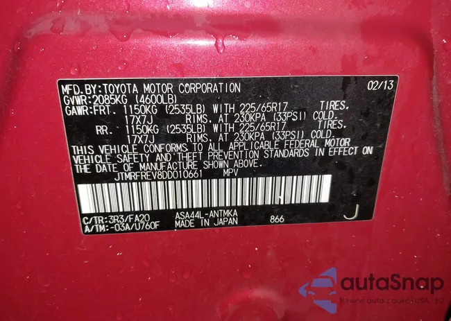 JTMRFREV8DD010661: 44103780