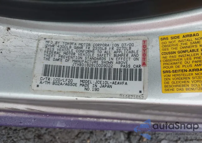 JTHBD182810009022: 44103890