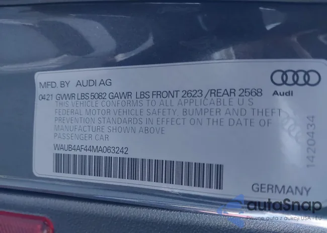 WAUB4AF44MA063242: 44104029