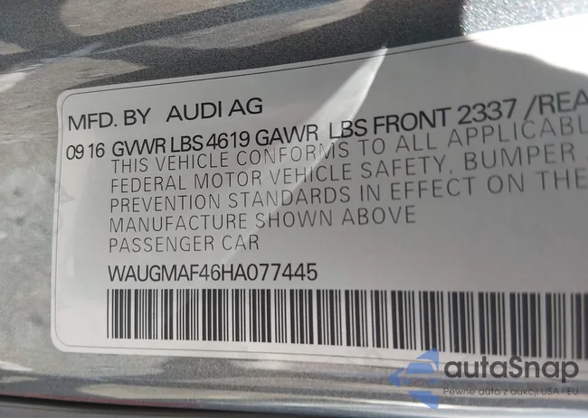 WAUGMAF46HA077445: 44104095