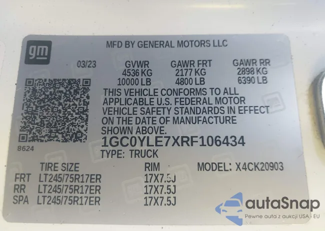 1GC0YLE7XRF106434: 44103370