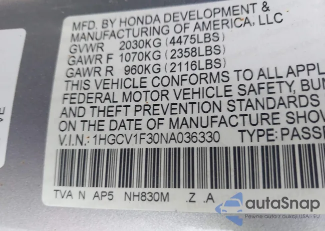 1HGCV1F30NA036330: 44103479