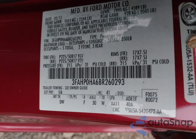 3FAHP0HA6BR260293: 44103503