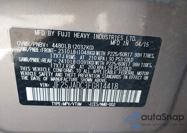 JF2SJADC3FG814418: 44104601