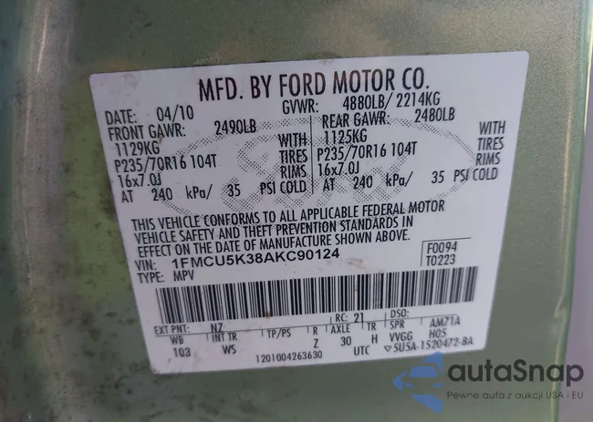 1FMCU5K38AKC90124: 44104715