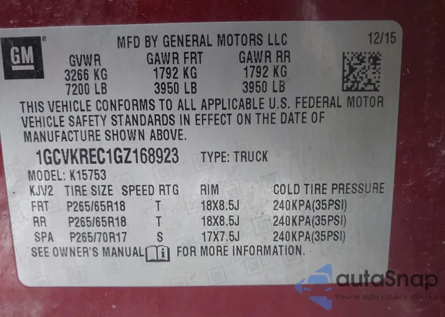 1GCVKREC1GZ168923: 44104977