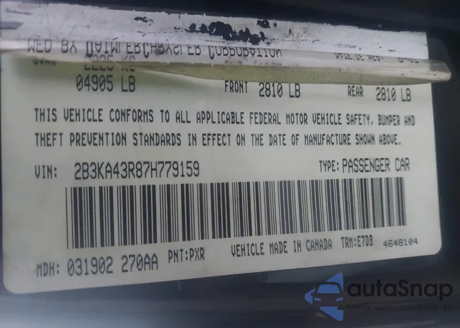 2B3KA43R87H779159: 44105030