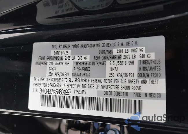 3MVDMBCMXSM804997: 44105041