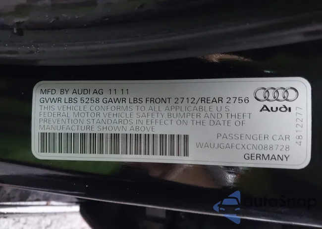 WAUJGAFCXCN088728: 44105124