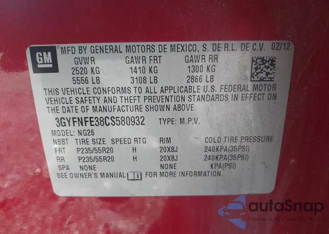 3GYFNFE38CS580932: 44104144