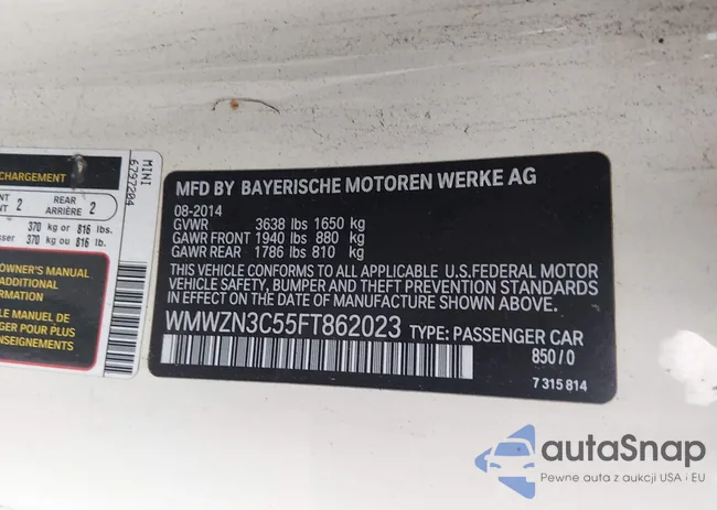 WMWZN3C55FT862023: 44104178