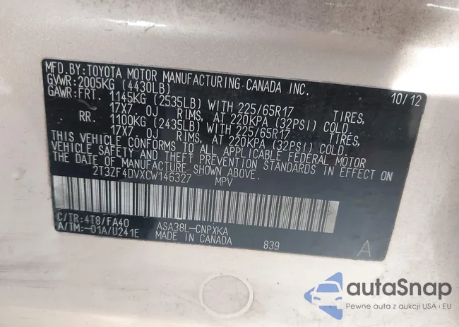 2T3ZF4DVXCW146327: 44104292