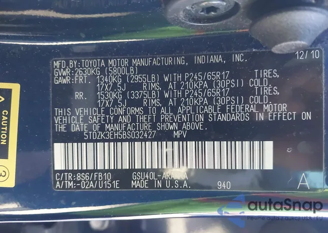 5TDZK3EH5BS032427: 44104316