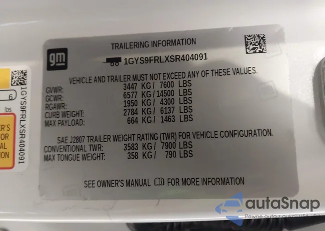 1GYS9FRLXSR404091: 44104323