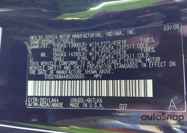 5TDZY68A48S009065: 44104329