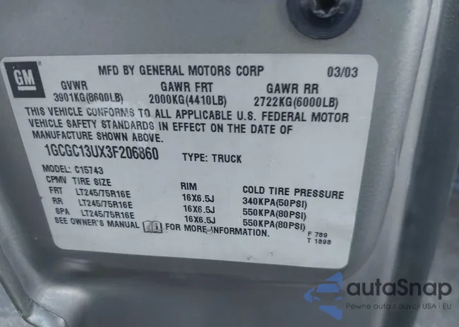 1GCGC13UX3F206860: 44104360