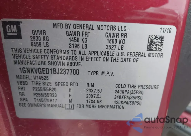 1GNKVGED1BJ237700: 44104484