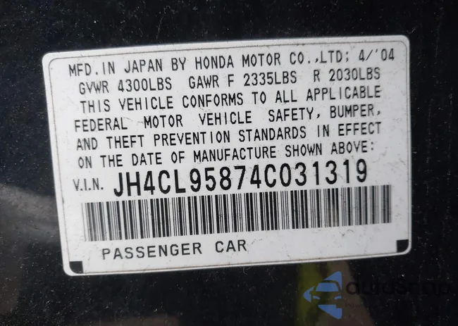 JH4CL95874C031319: 44104534