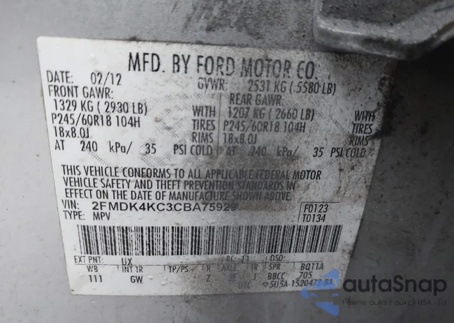 2FMDK4KC3CBA75929: 44105571