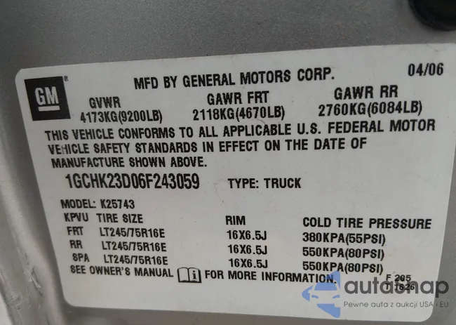 1GCHK23D06F243059: 44105579