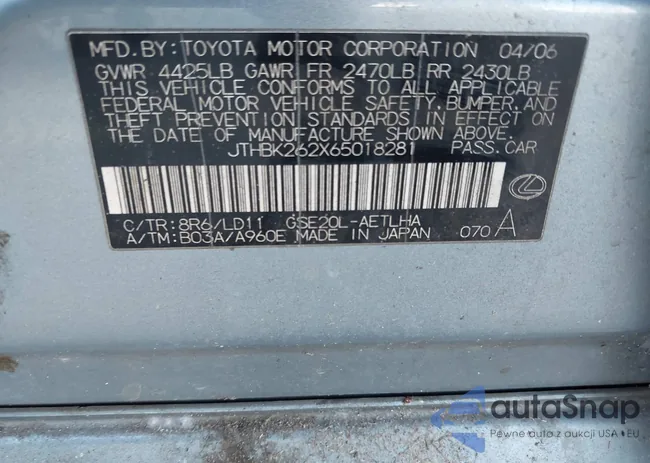 JTHBK262X65018281: 44105652