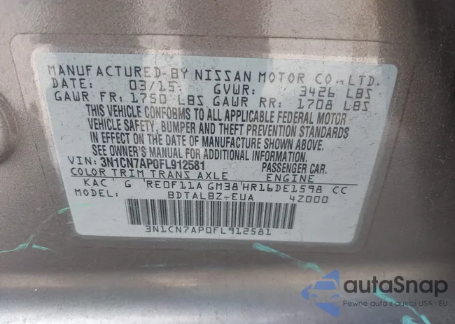 3N1CN7AP0FL912581: 44105678