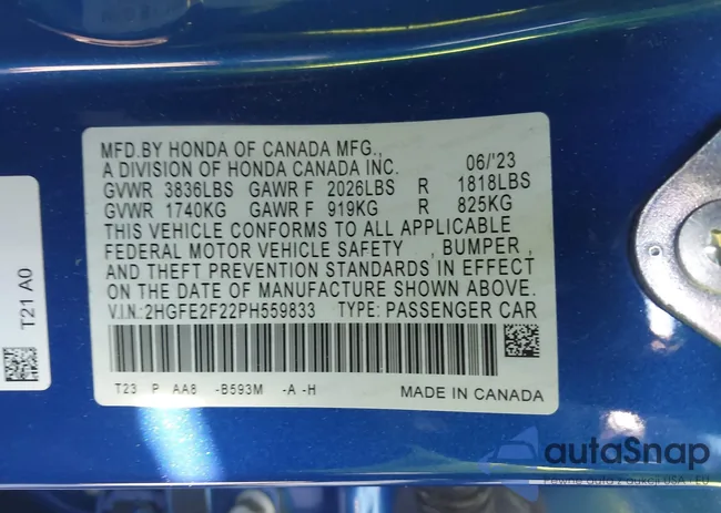 2HGFE2F22PH559833: 44105786