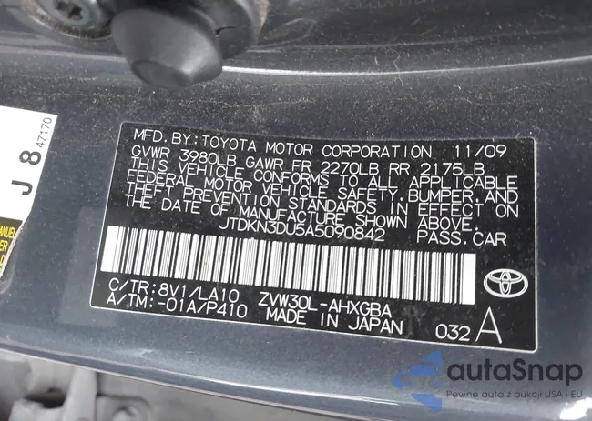 JTDKN3DU5A5090842: 44105800