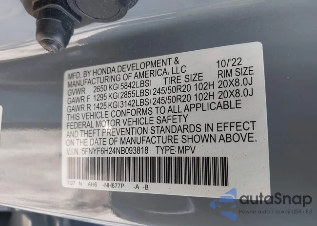 5FNYF6H24NB093818: 44105960