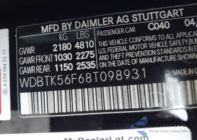 WDBTK56F68T098931: 44106039