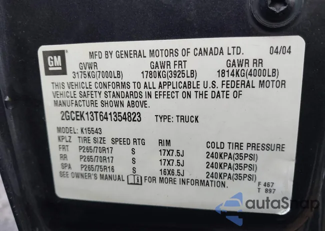 2GCEK13T641354823: 44105295