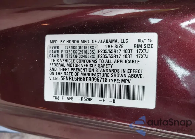 5FNRL5H6XFB096718: 44105321