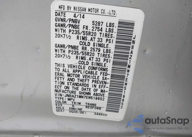 JN8AZ1MW7EW519652: 44105332