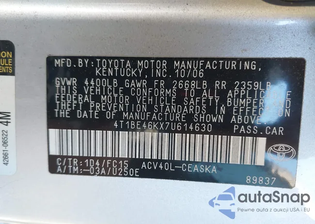 4T1BE46KX7U614630: 44106545