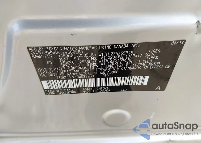 2T3DFREV1DW038959: 44106772