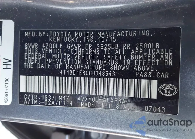 4T1BD1EB0GU048643: 44106846