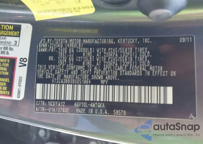 4T3ZA3BBXBU051864: 44106938