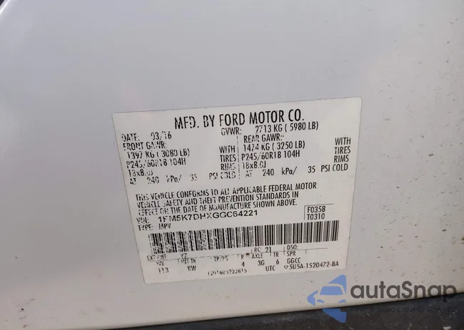 1FM5K7DHXGGC64221: 44106941