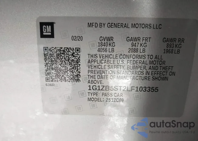 1G1ZB5ST2LF103355: 44107011